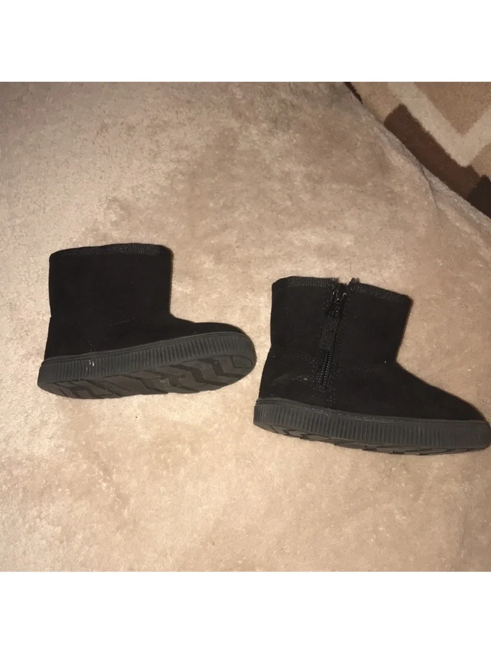 Cat & Jack size 6 Black Faux fur Suede Ankle Boots side zip